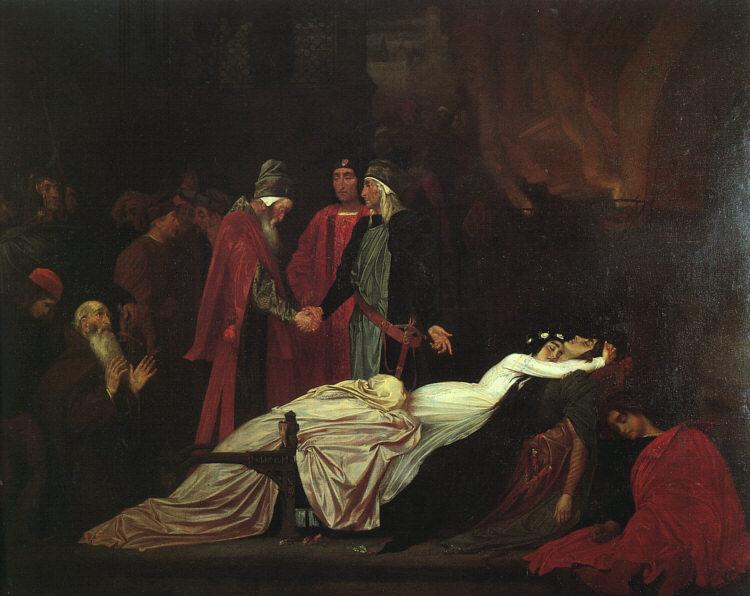 Lord Frederic Leighton The Reconciliation of the Montagues and Capulets over the Dead Bodies of Romeo and Juliet